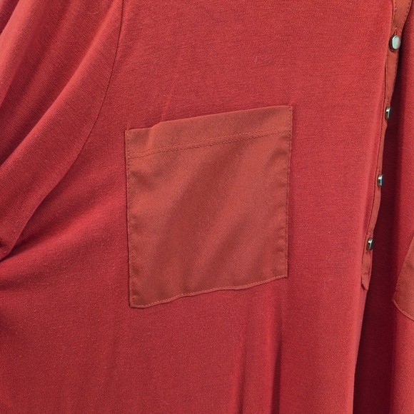 Chicos Burnt Orange Long Sleeve Collared Henley Shirt Women's Size 3/XL Career - Picture 4 of 12